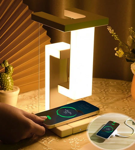 Novelty Floating Lamp with 10 W Detachable Wireless Charger Decorative Light for Bedroom/Office