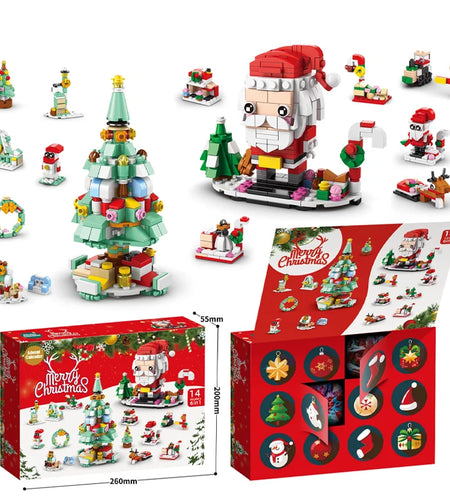 Christmas Building Blocks Set Box Kids Toys 24Years Xmas Advent Calendar Bricks Diy Kit Gift for Children 6 Years Old and Above