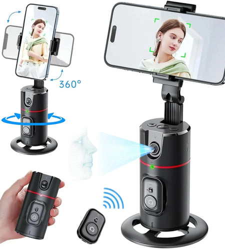 Auto Face Tracking Phone Holder Tripod, No App Required, 360° Rotation Smart Face Body Tracking Tripod Selfie Phone Camera Stand for TIK Tok, Vlog, Live Streaming, Youtube Video