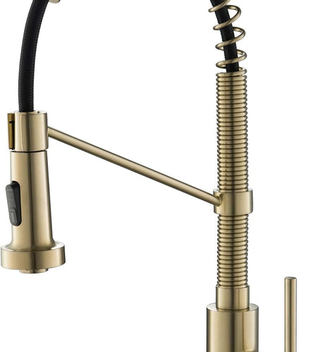 KPF-1610BG Bolden 18-Inch Commercial Kitchen Faucet with Dual Function Pull-Down Sprayhead in All-Brite Finish, 18 Inches, Brushed Gold