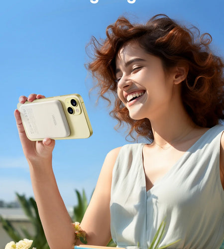 5000Mah Wireless Power Bank, Fast Charging Portable Charger, with USB-C Cable, White