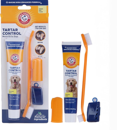 for Pets Tartar Control Kit for Dogs-Contains Toothpaste, Dog Toothbrush & Fingerbrush - Dog Teeth Cleaning Kit, Dog Toothpaste Kit from Arm and Hammer, Dog Dental Care, Pet Toothbrush